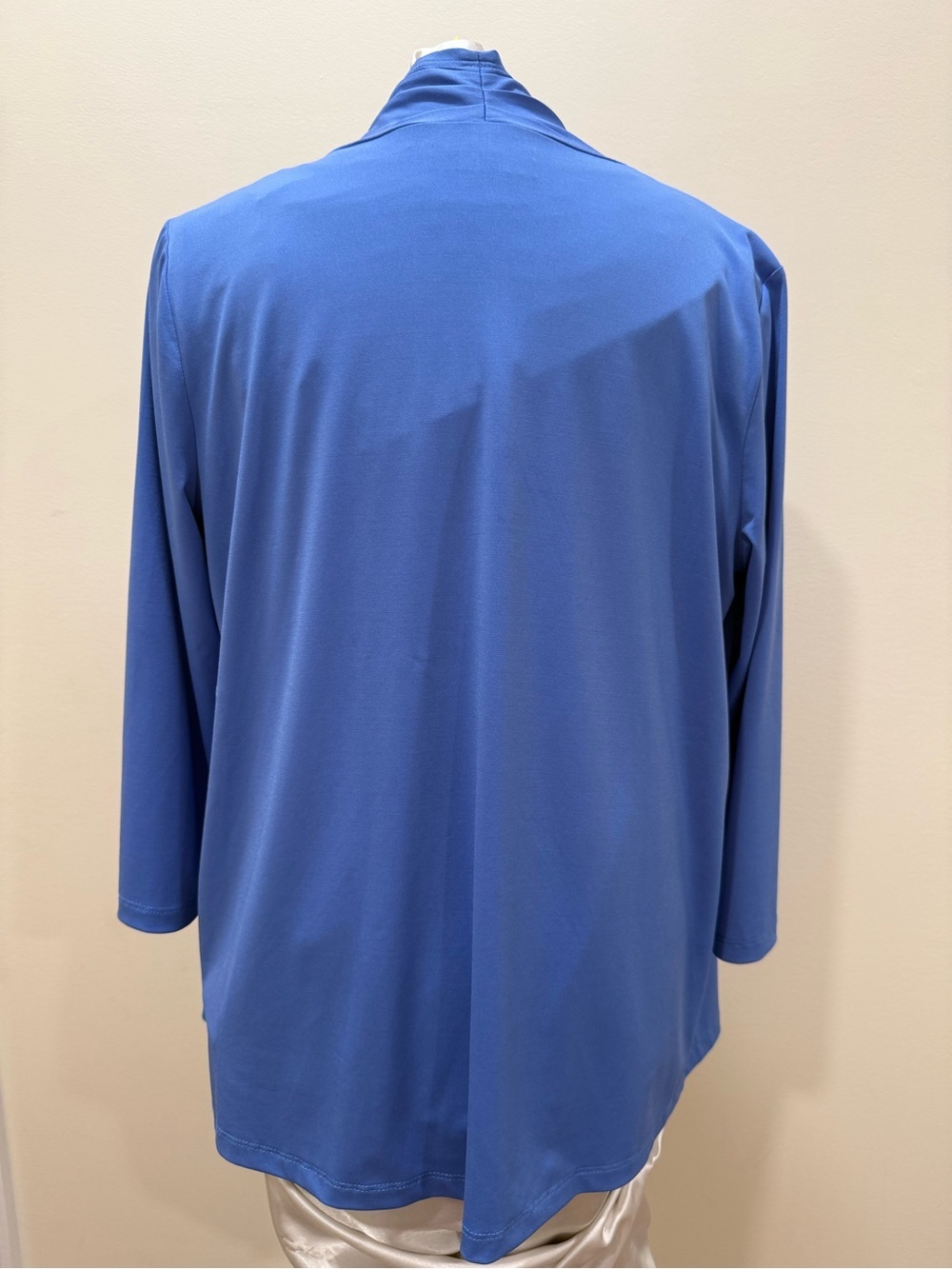 Bob Mackie Wearable Art Blue Open-Front Cardigan with Striped Inner Tank (small) - Picture 2 of 6